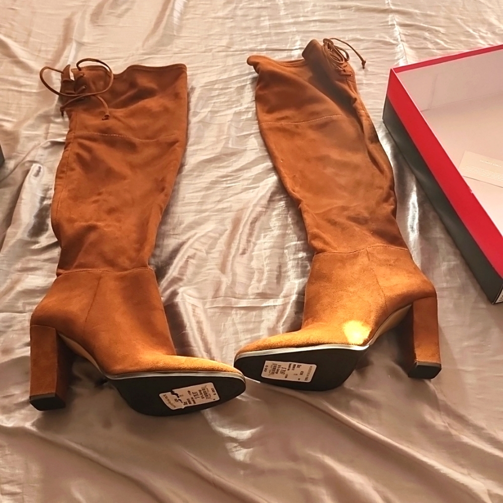 Micro suede knee high boots. 3 1/2 inches